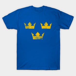 Sweden Tre Kronor Three Crowns Vintage Retro Distressed T-Shirt